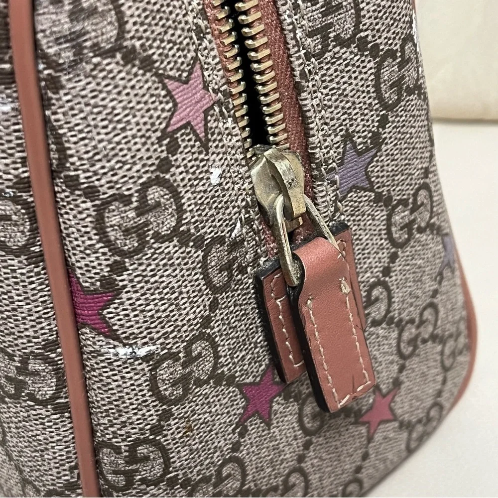 GUCCI SUPREME Star Print Zipper Cosmetic Pouch Make Up Bag